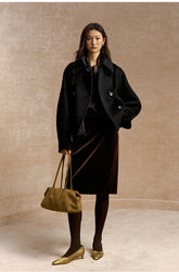 Du Ruo Sheng Cropped Wool Jacket - Ink Black